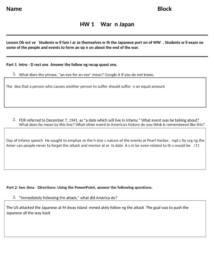 War in Japan - HW 14