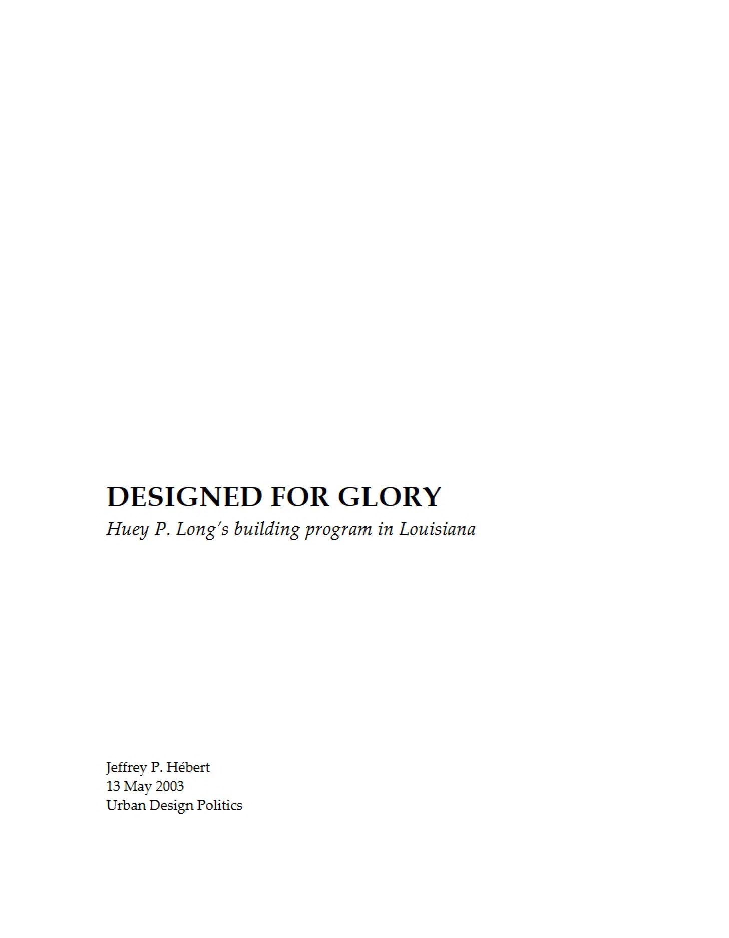 Glory by Design