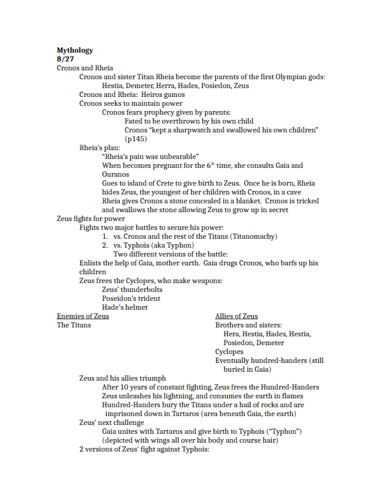 Mythology Overview
