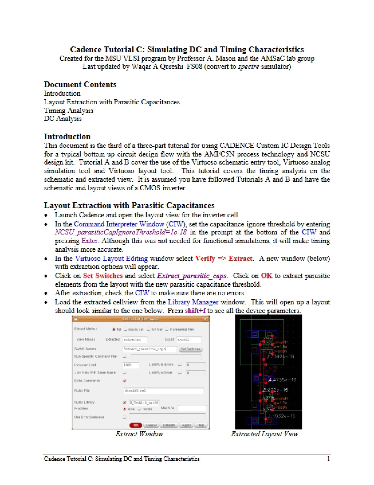 Timing Characteristics and DC Simulation Cadence Tutorial C