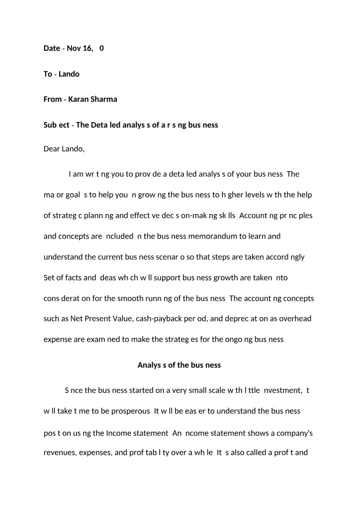 ACCT621 - Business Memo