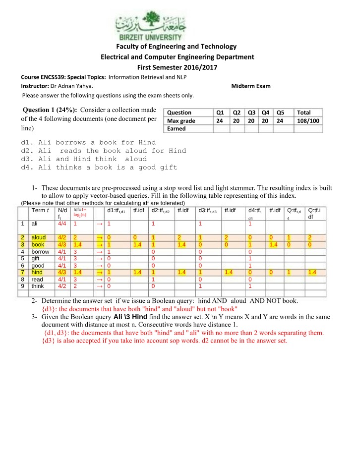 Special Topics in Information Retrieval and NLP - Exam Questions