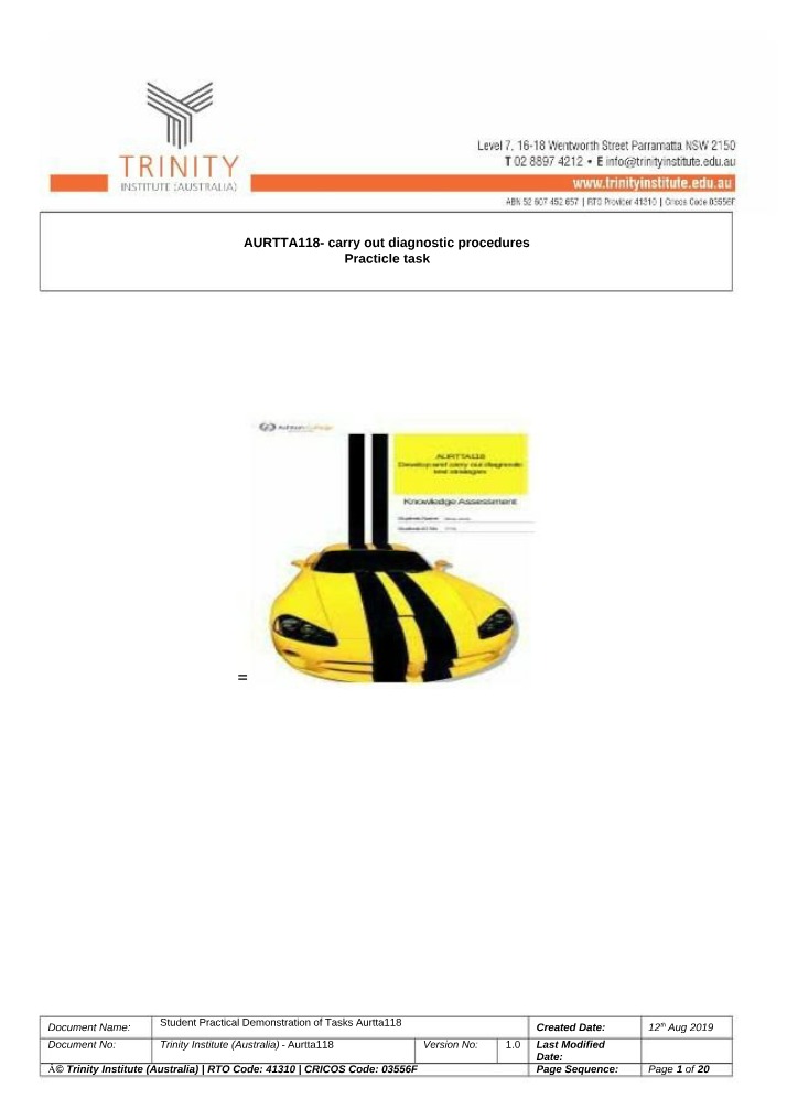 Diagnostic Procedures - AURTTA118
