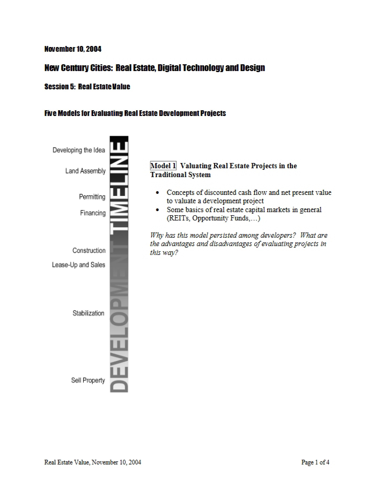 Real Estate Project Valuation