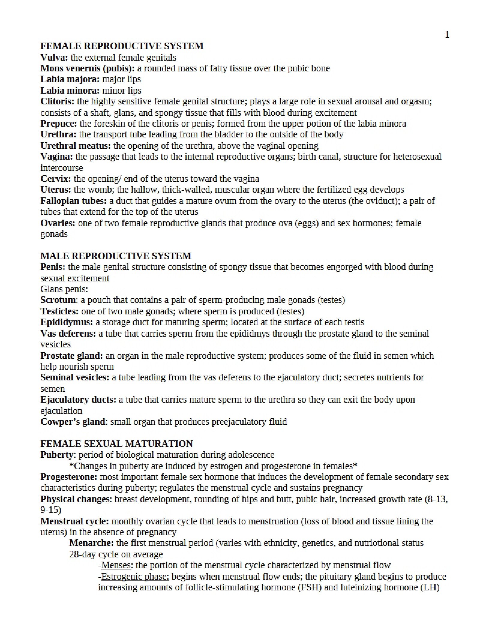 Reproductive System (Female)