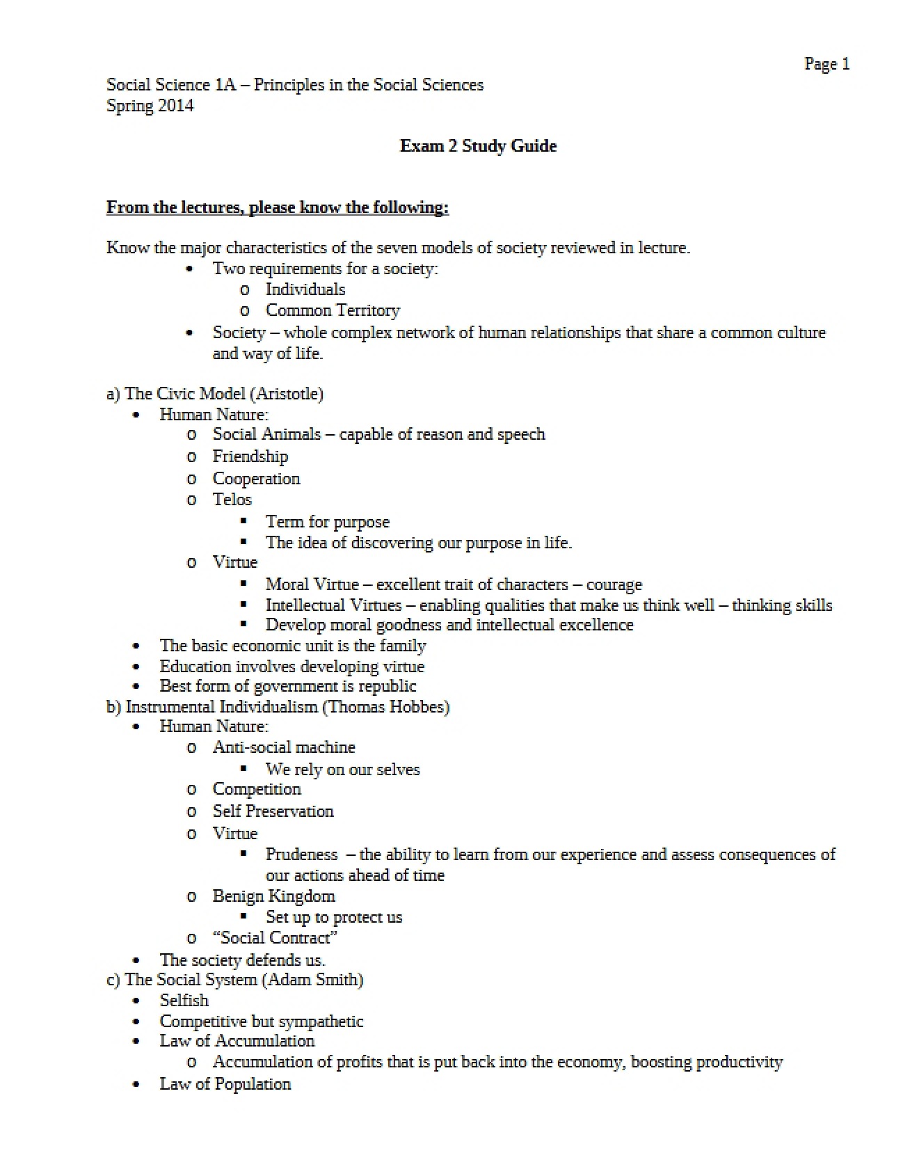 Study Guide for Second Exam