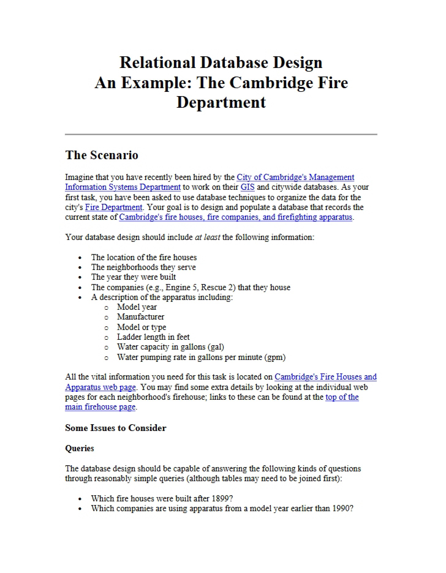Design Example Relational Database