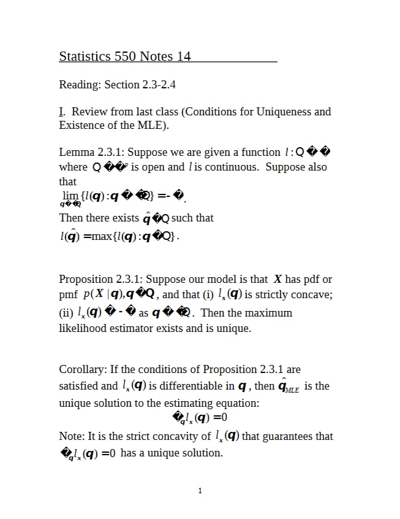 Mathematical Statistics Notes