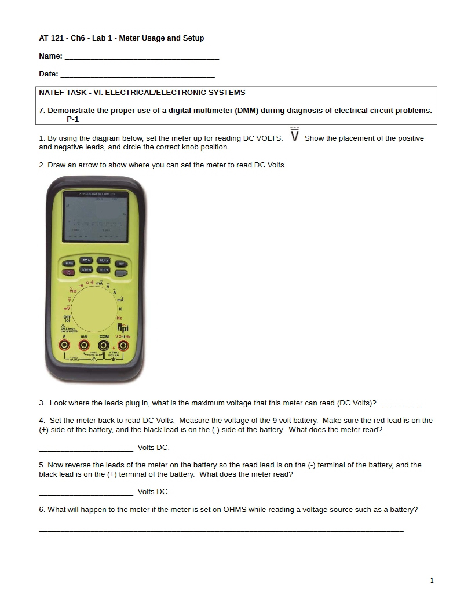 Lab 4 Component Measuring, Identification, and Testing (Ch 3-4)