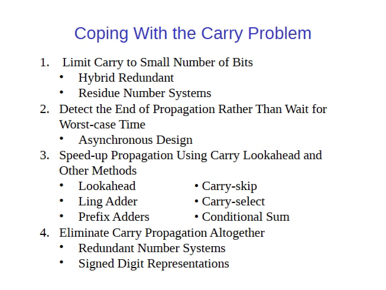 Carry Problem
