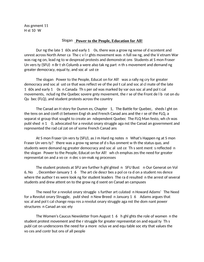 Student Protest - Power to the People and Education for All