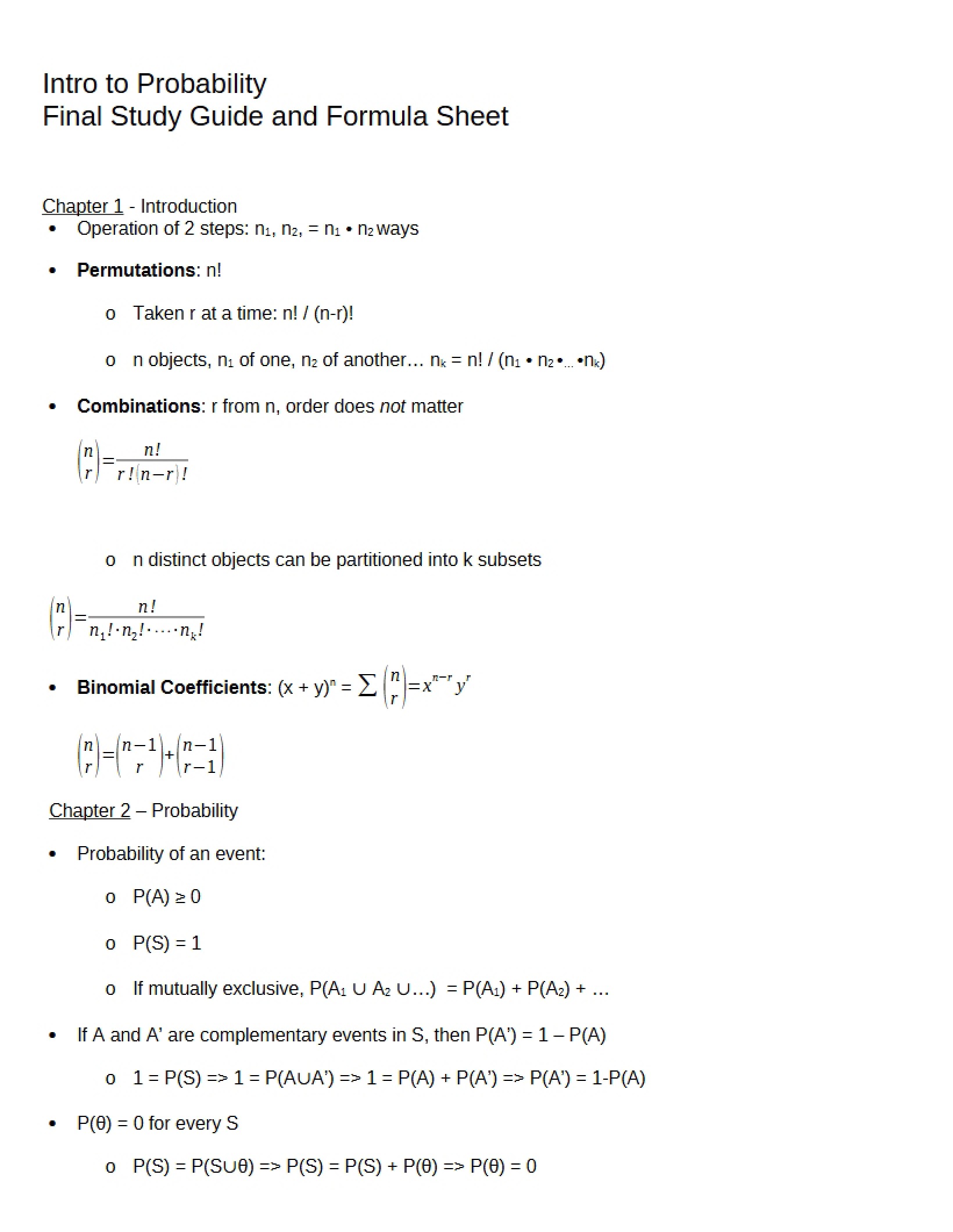 Study Guide for Final Exam