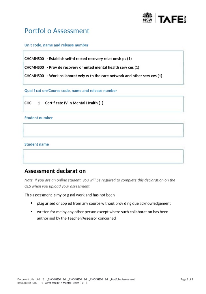 CHC43315 Portfolio Assessment