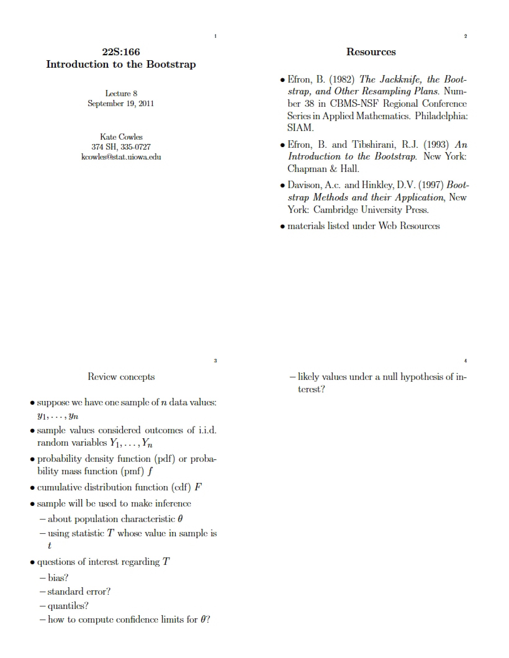 Bootstrap Introduction - Computing in Statistics