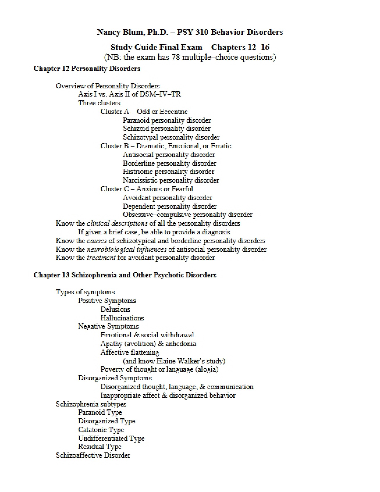 Guide for Final Examination
