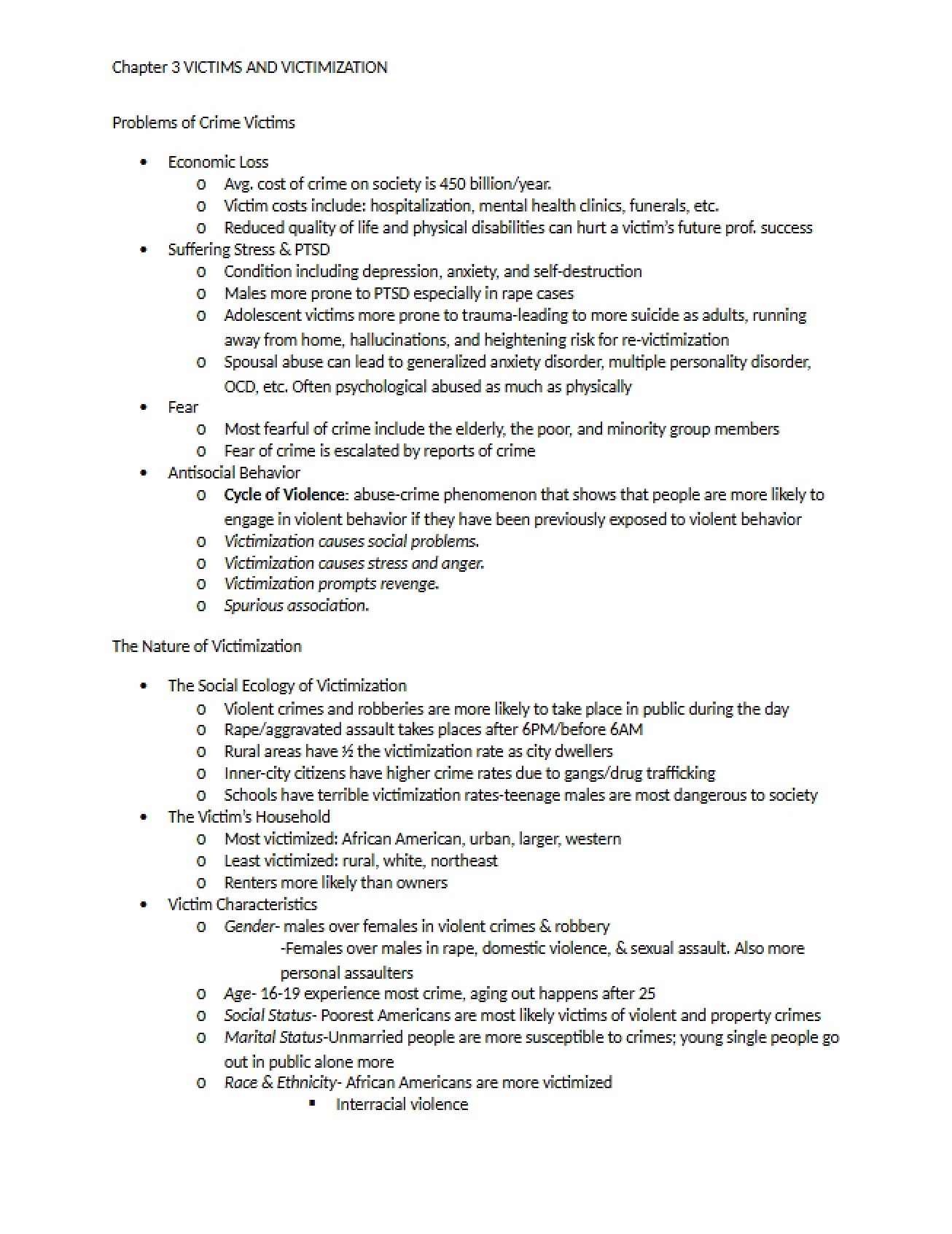 Criminology Victims and Victimization (Chapter 3)