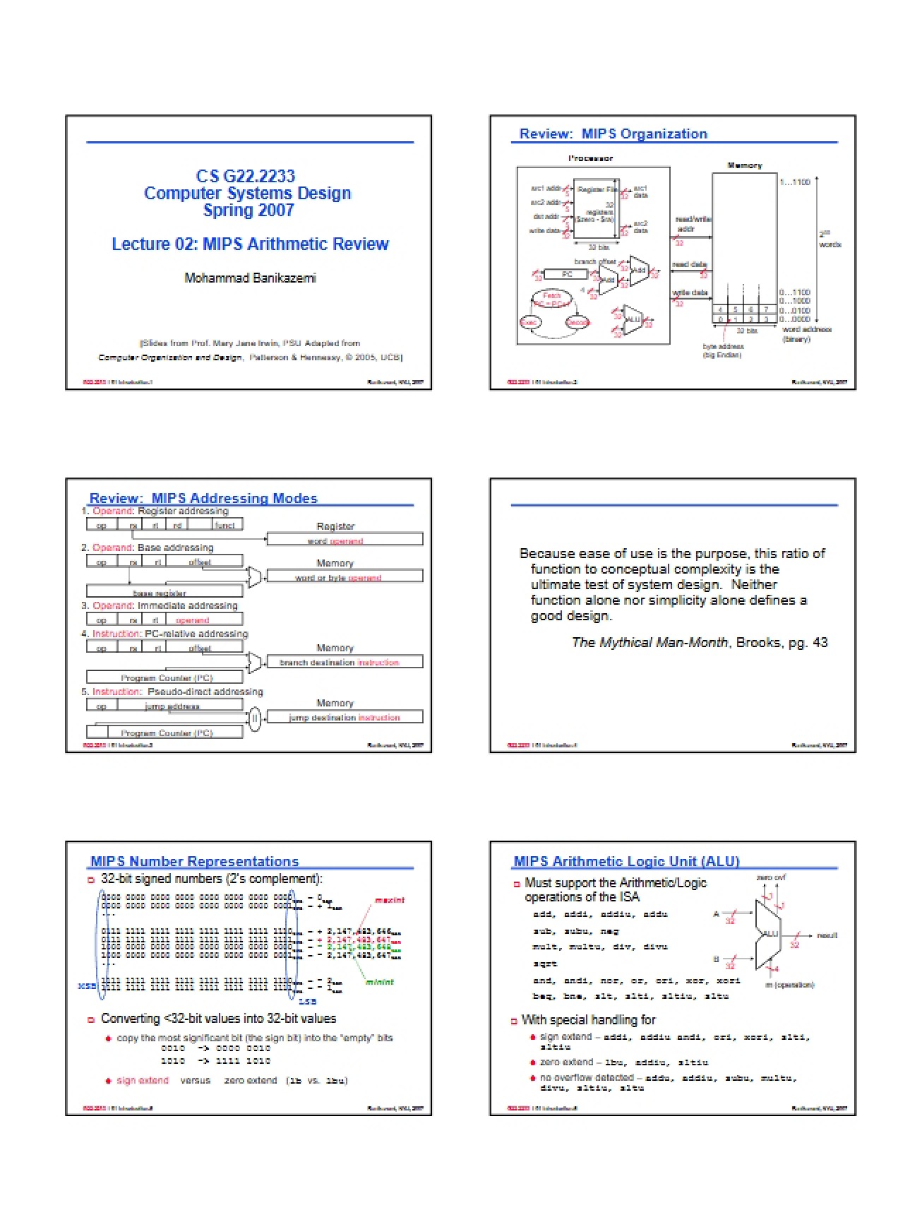 Review of MIPS Arithmetic