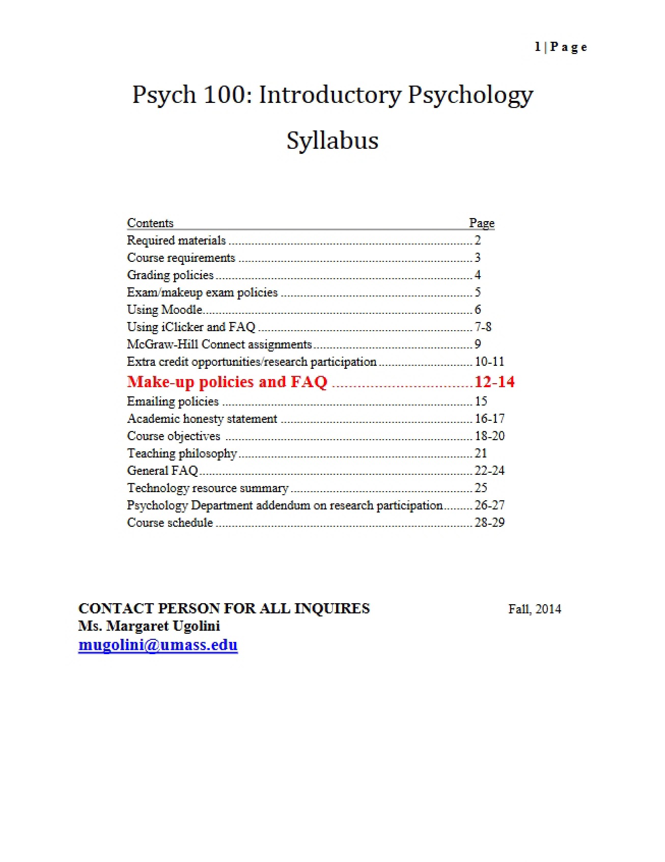 Syllabus for Psych 100