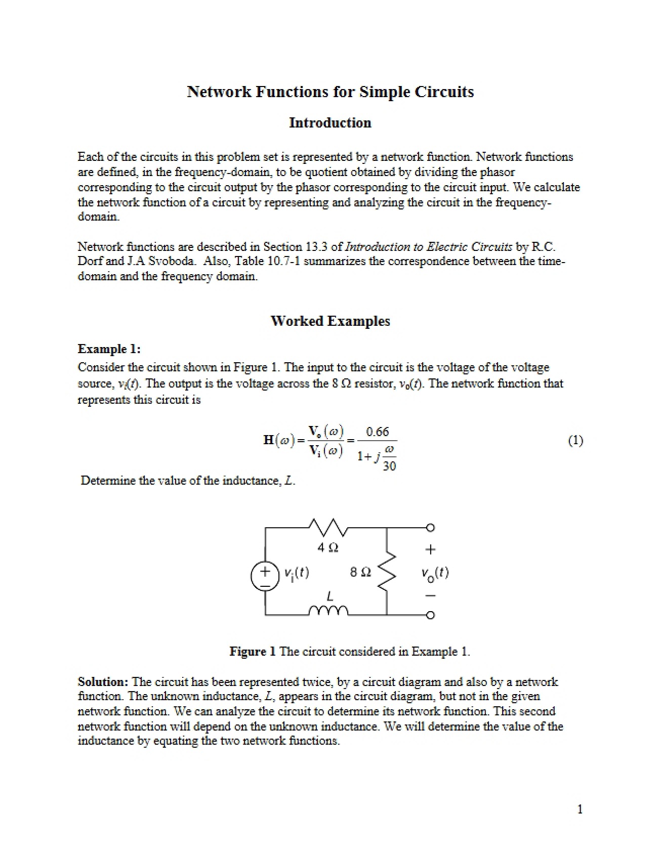 Simple Circuit Network Functions