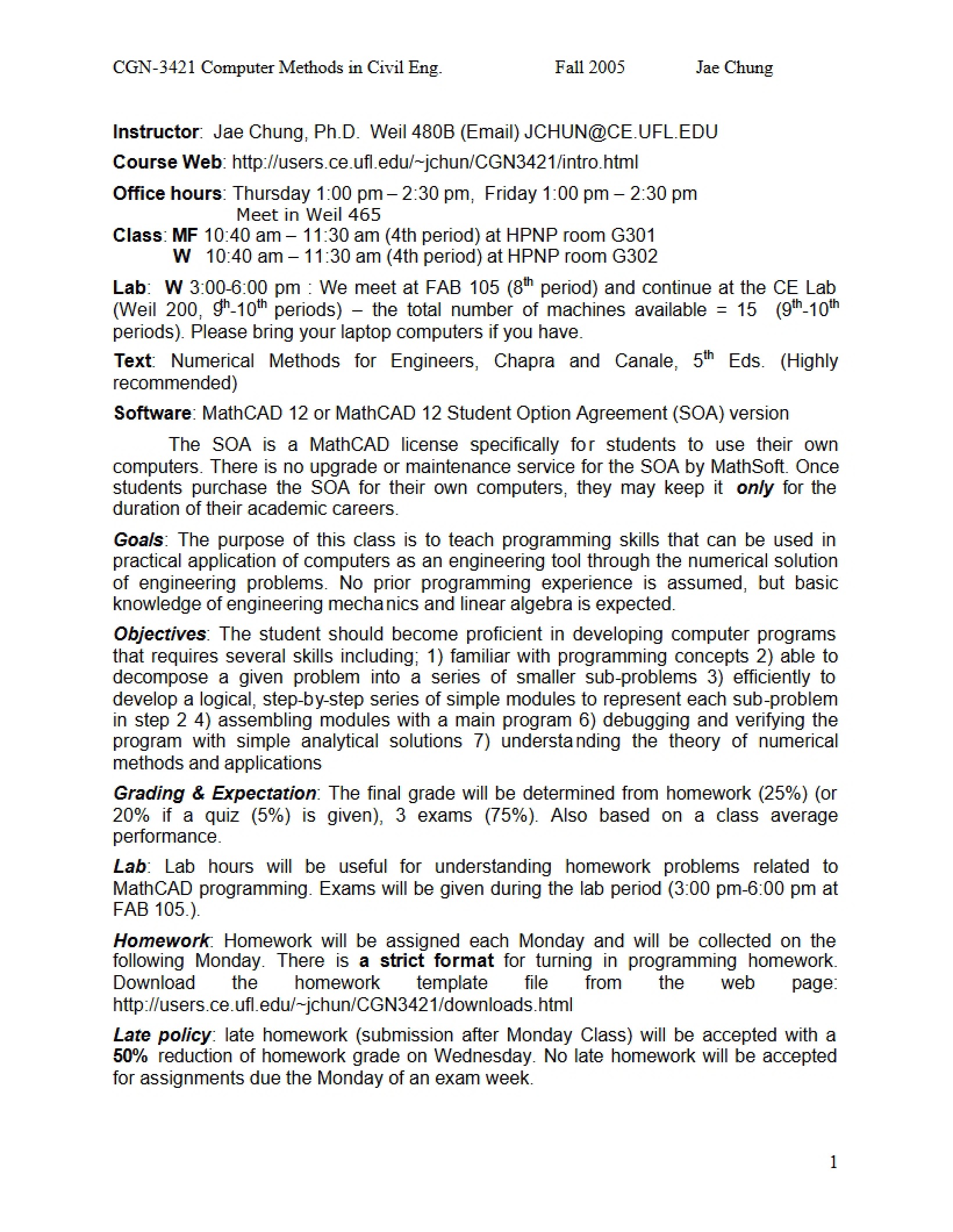 Computer Methods Syllabus