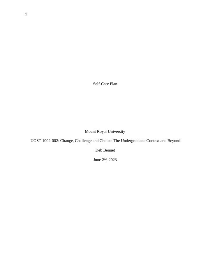 UGST1002-002 Self-Care Plan