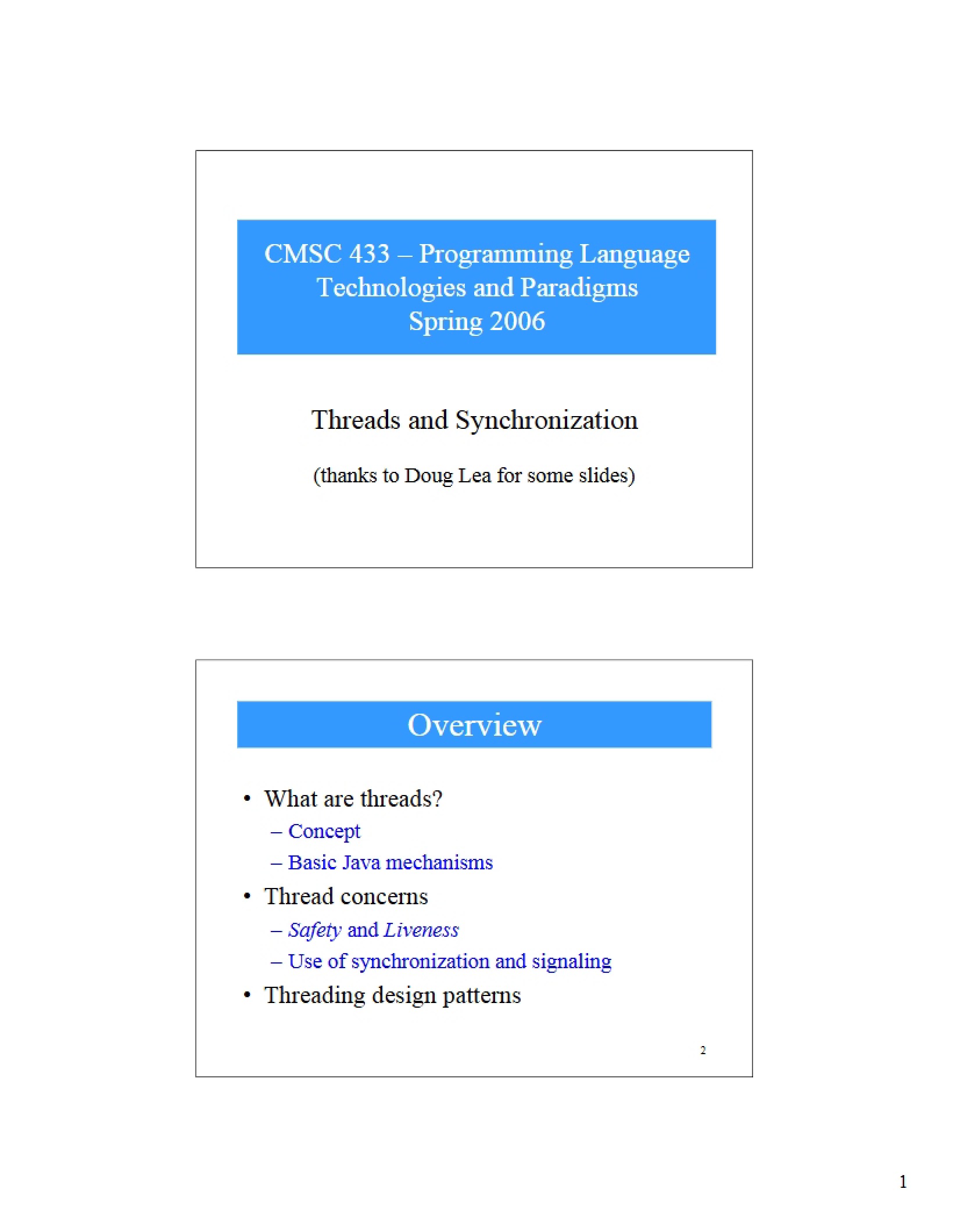 Threading and Synchronization Concepts