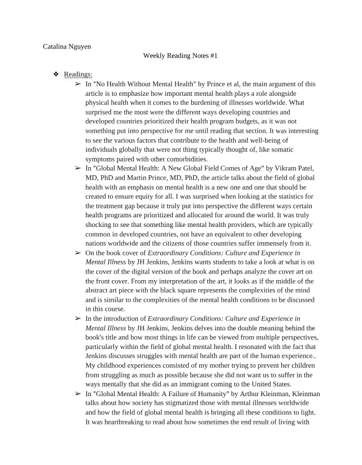 Reading Notes for Week 1