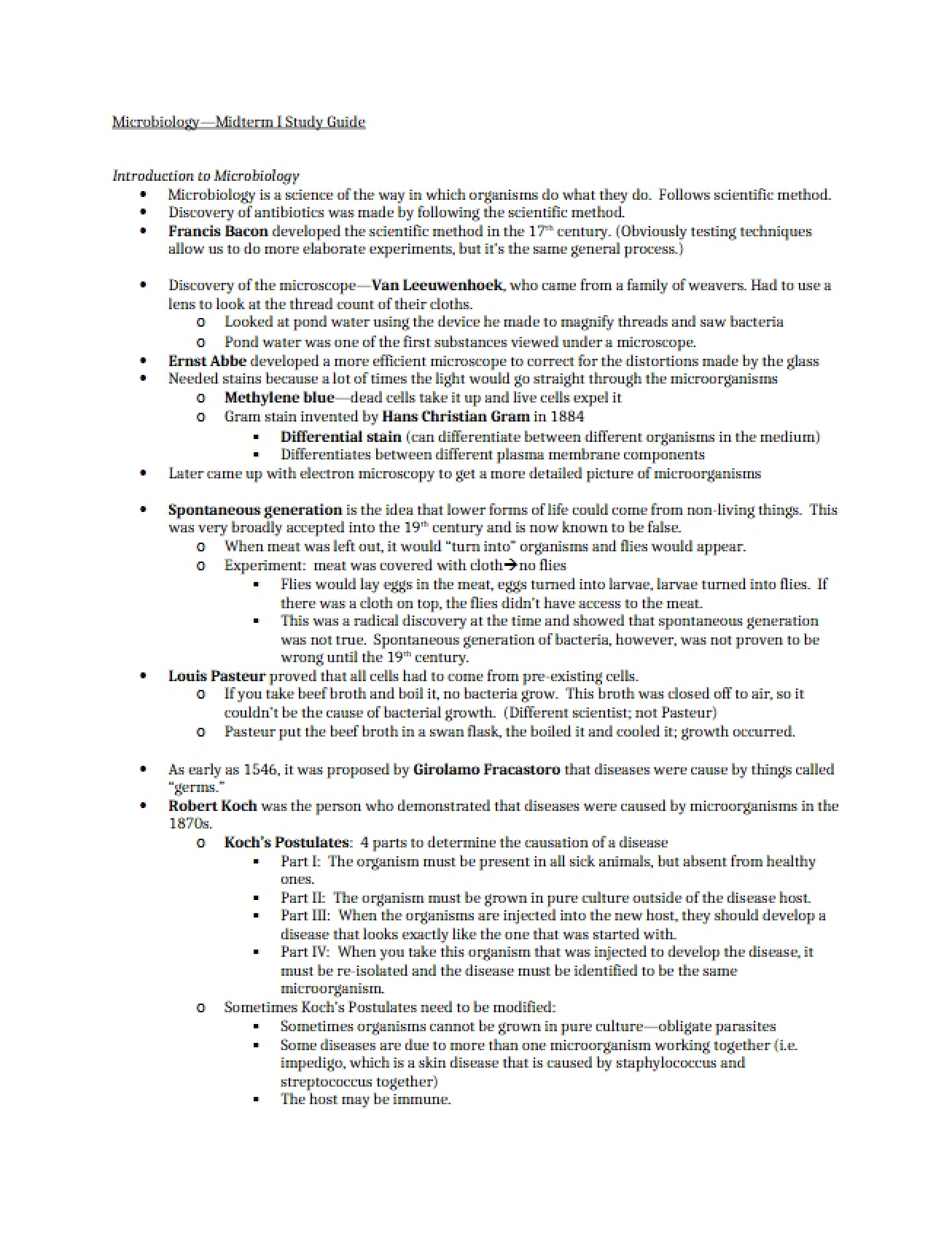 Study Guide for Midterm 1
