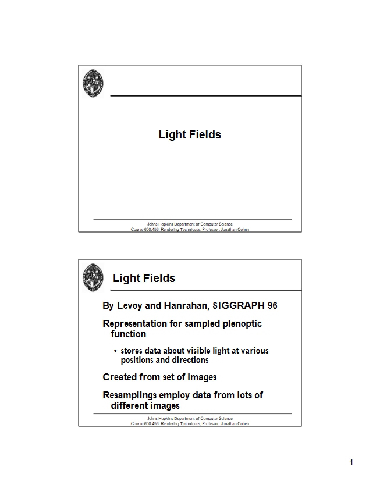 Light Field Technology and Rendering