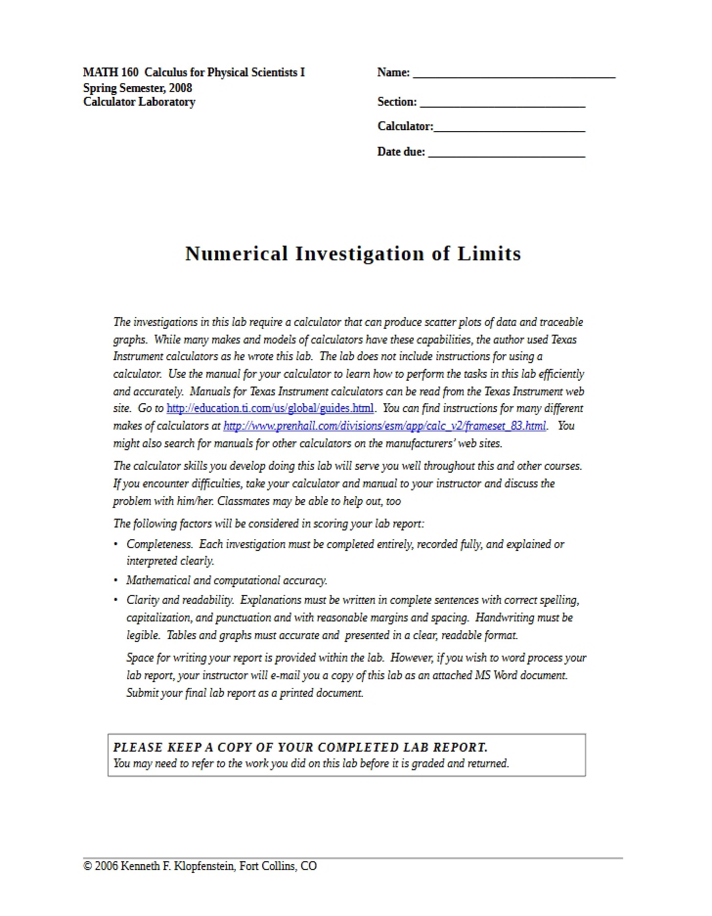 Limits Numerical Investigation
