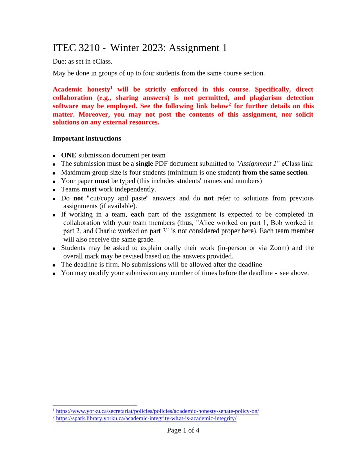 Assignment 1 (O) - Winter 2023