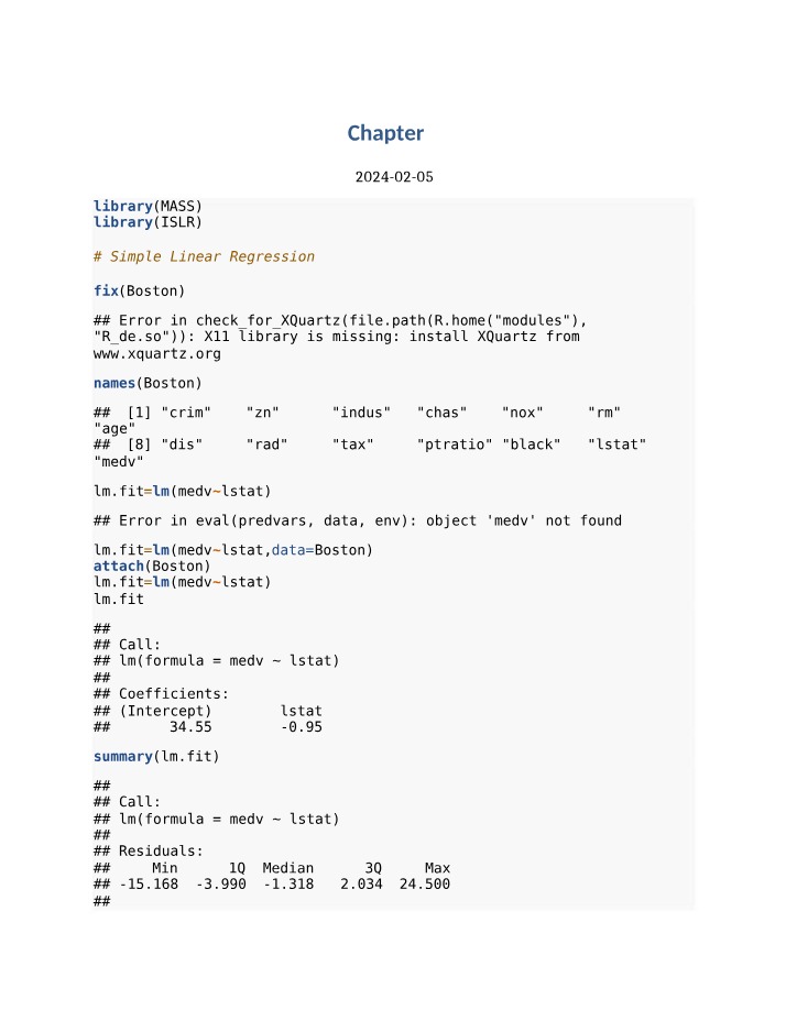 Statistical Learning - Chapter 3