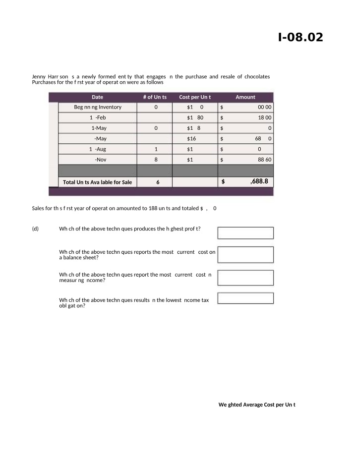 Weekend Homework - Inventory Exercise