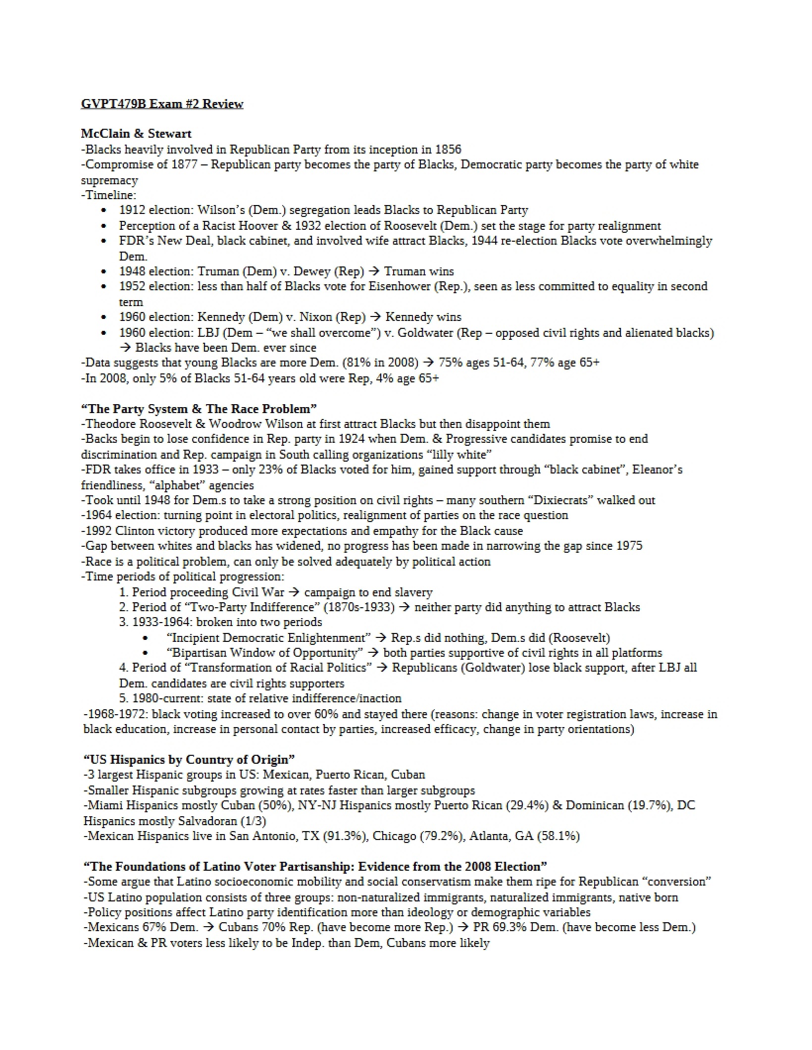 Review Material for Second Exam