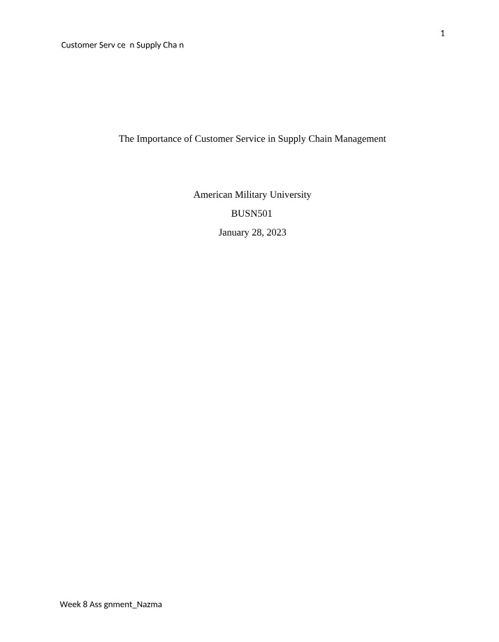 Customer Service Importance in Supply Chain Management