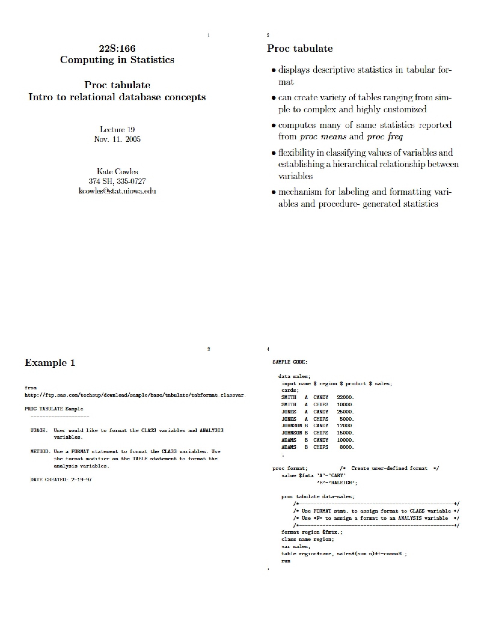 Statistical Computing - 10 Pages