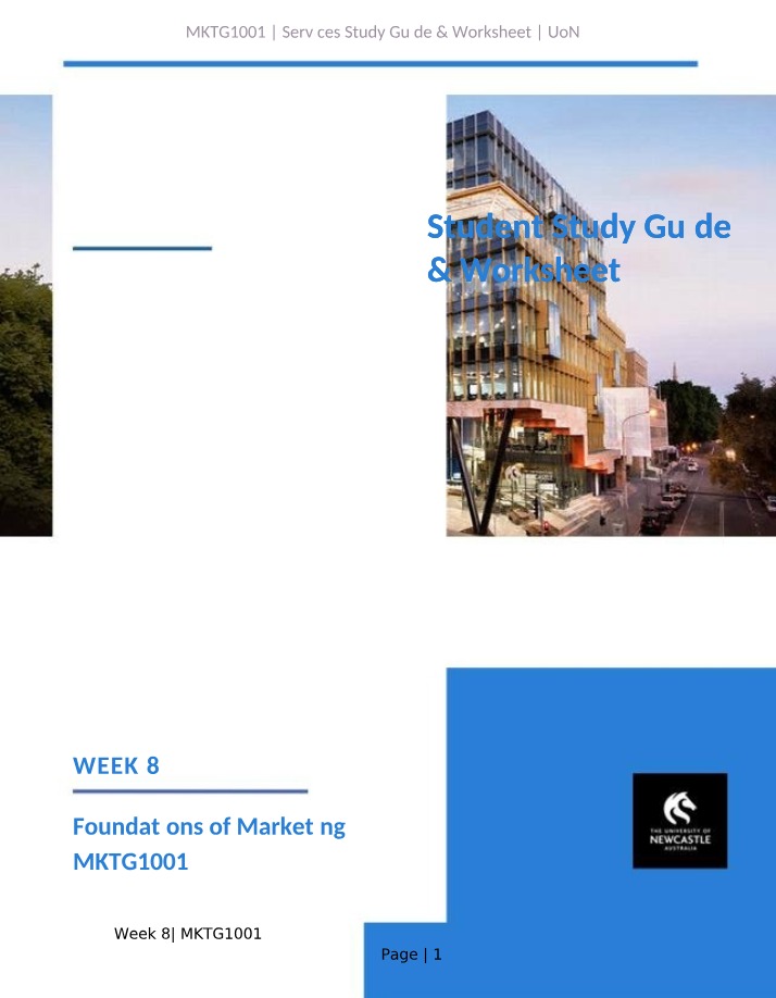 Workbook for MKTG1001 Week 8
