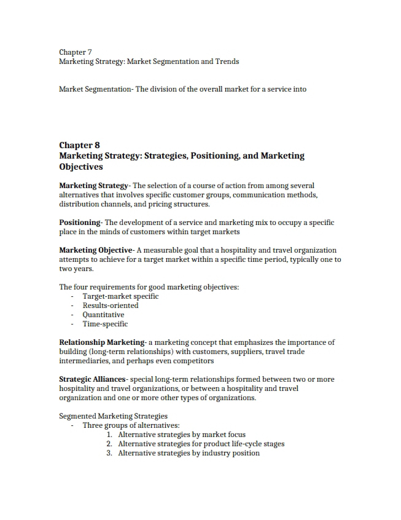 Marketing Strategy (Chapter 8)