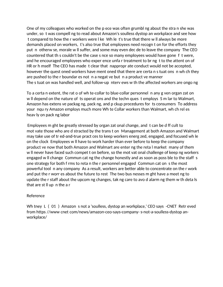 Analysis of Workplace Dynamics at Amazon and Walmart