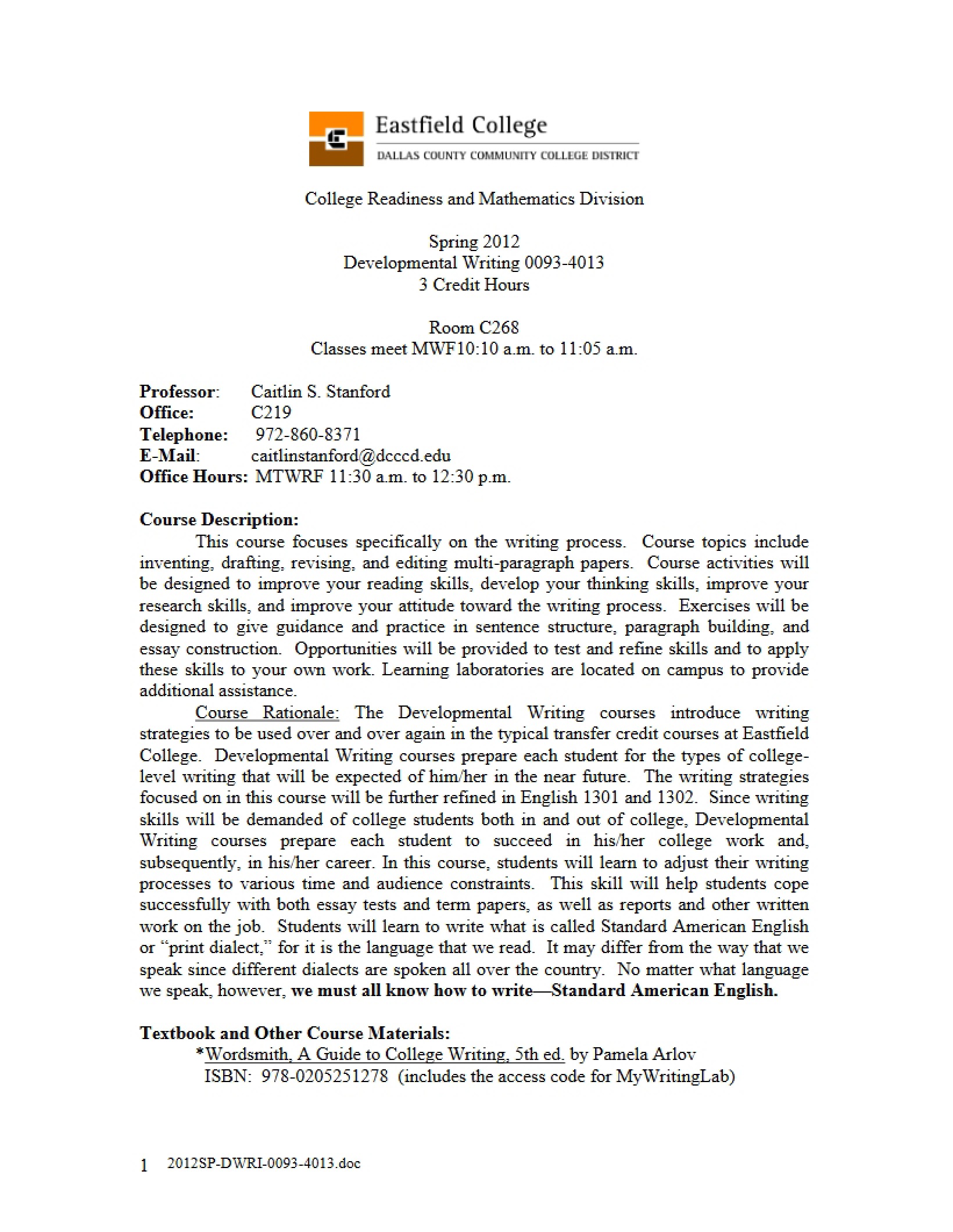 Syllabus - DWRI 0093