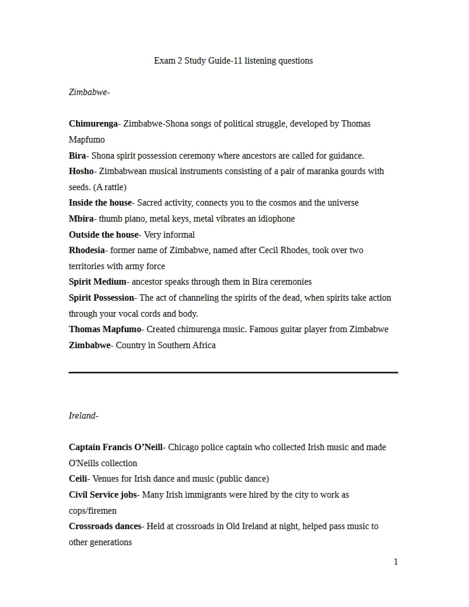 Study Guide for Exam 2
