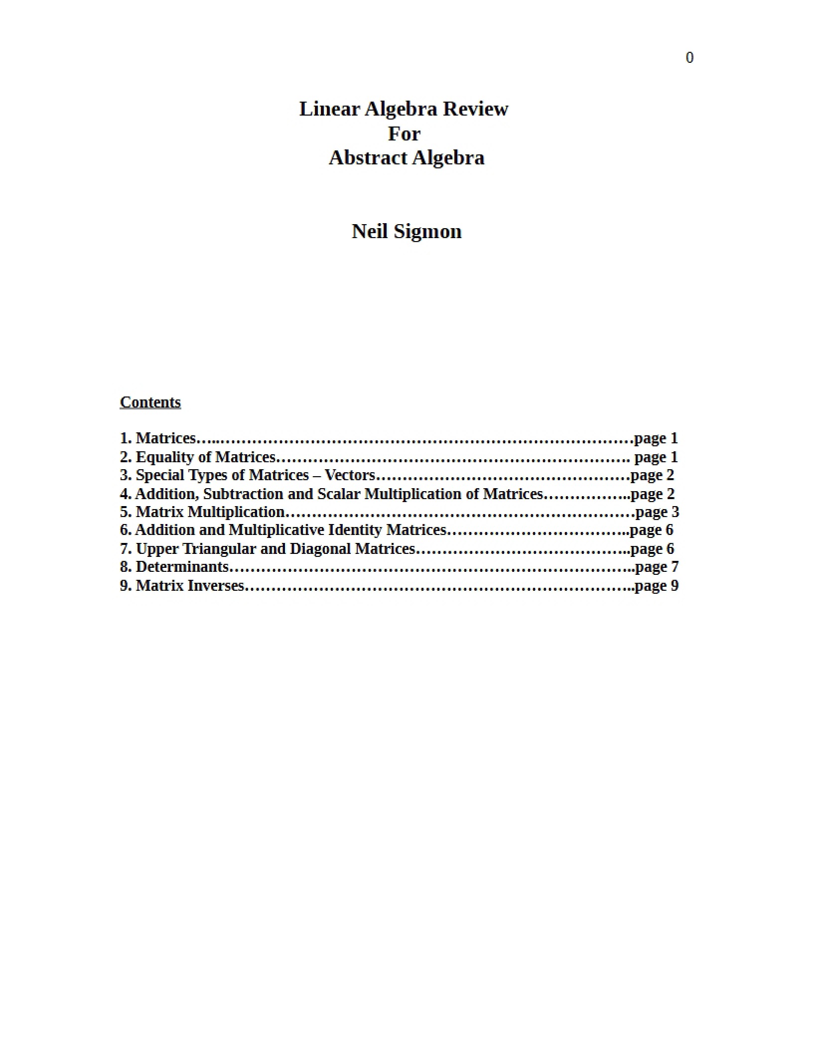 Review of Linear Algebra