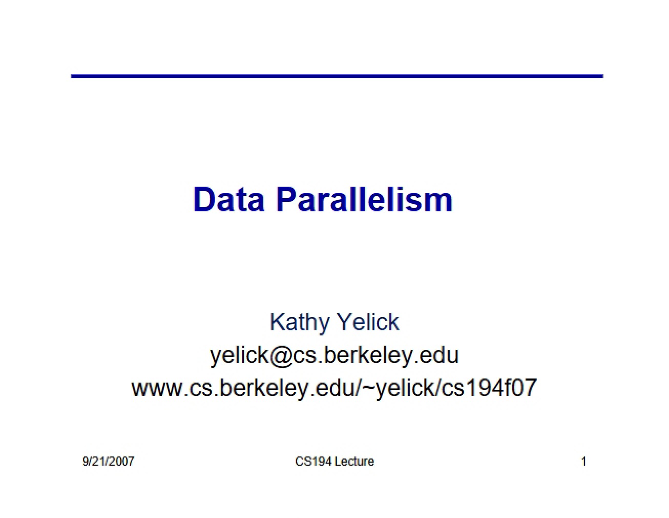 Parallelism in Data