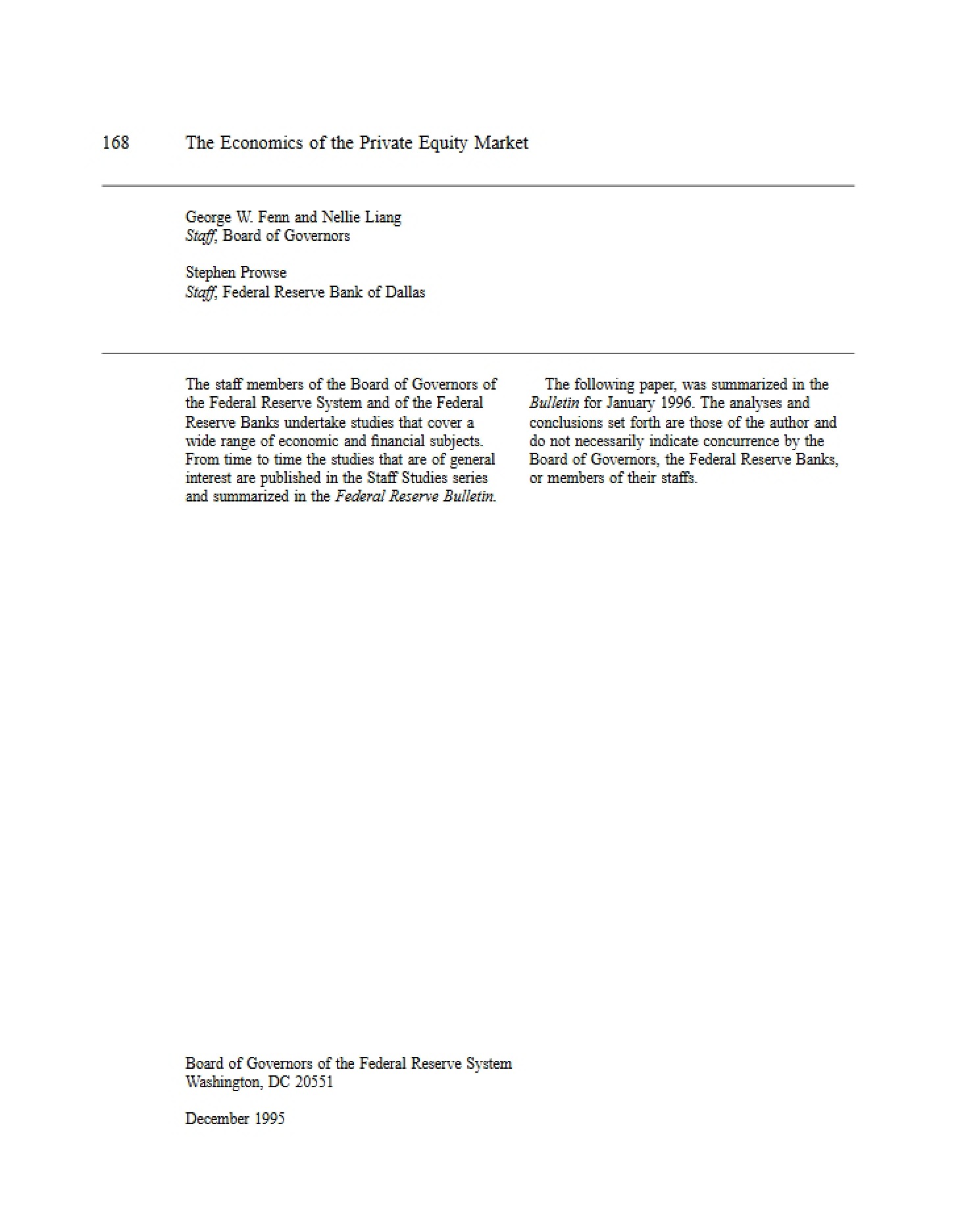 Private Equity Market Economics