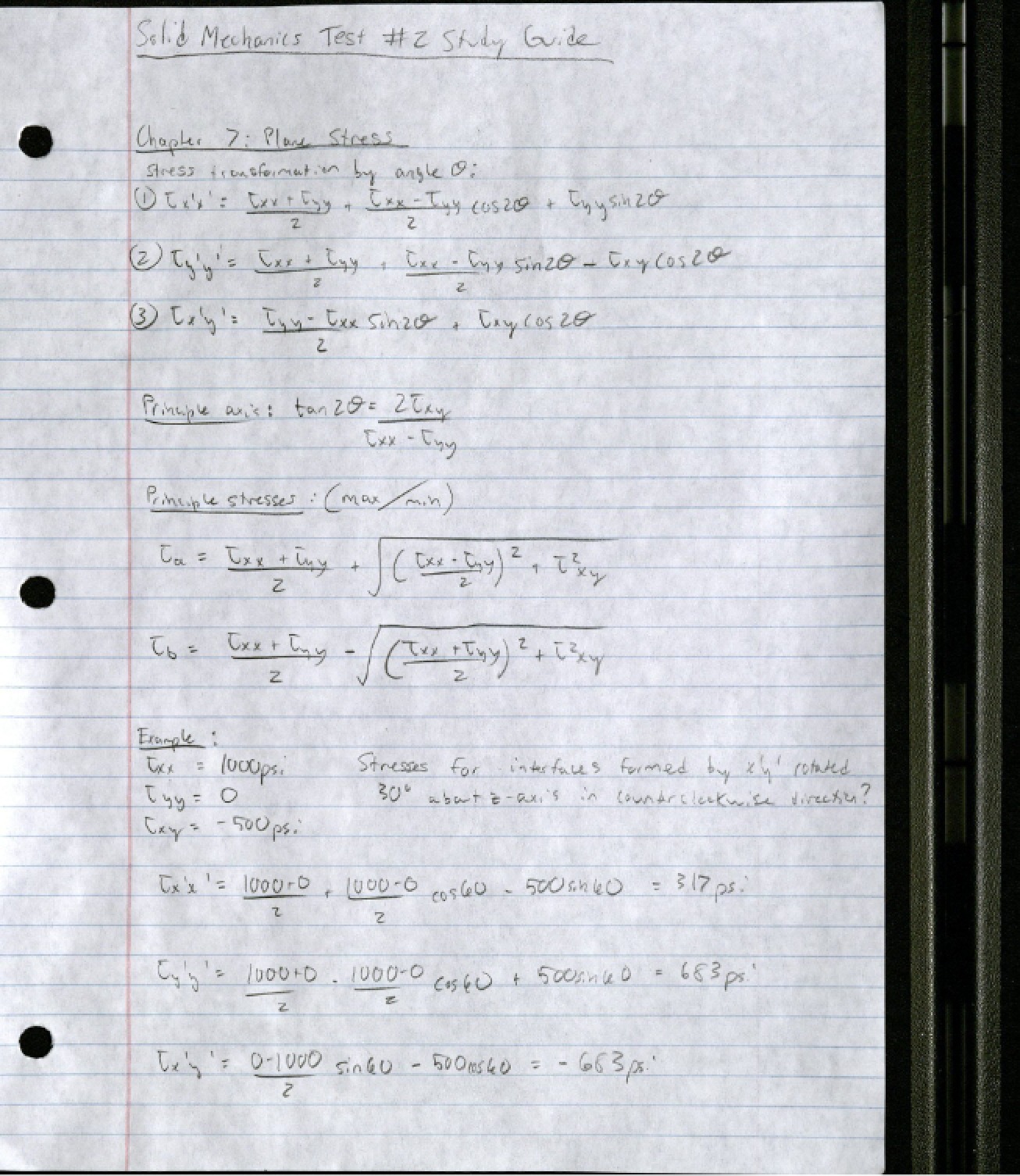 Solid Mechanics Test Two