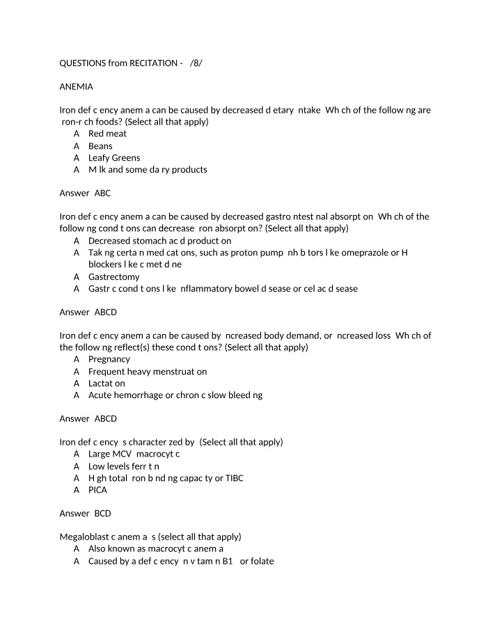 Recitation Questions