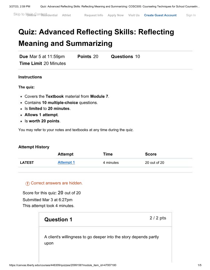 Advanced Reflecting Skills Quiz - Meaning and Summarizing