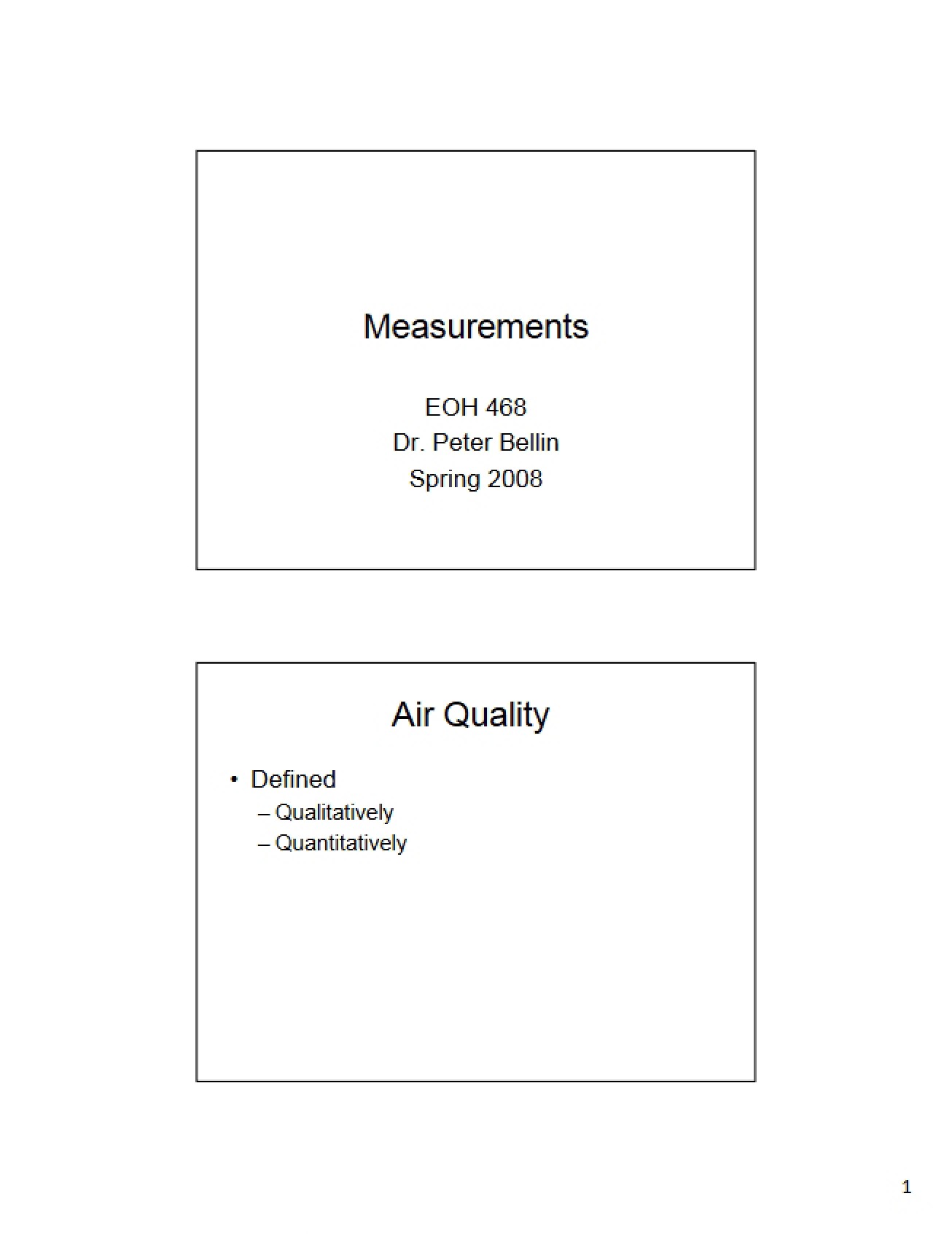 Pollution Measurement Methods