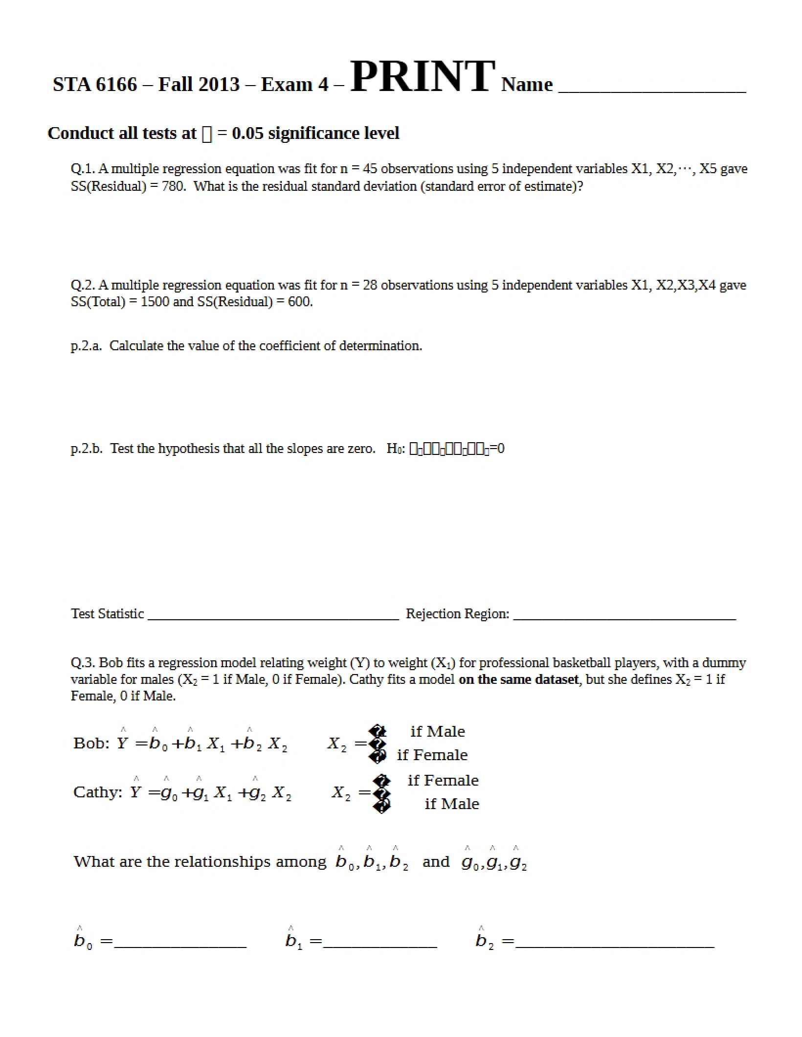 Exam 4 (Fall 2013)
