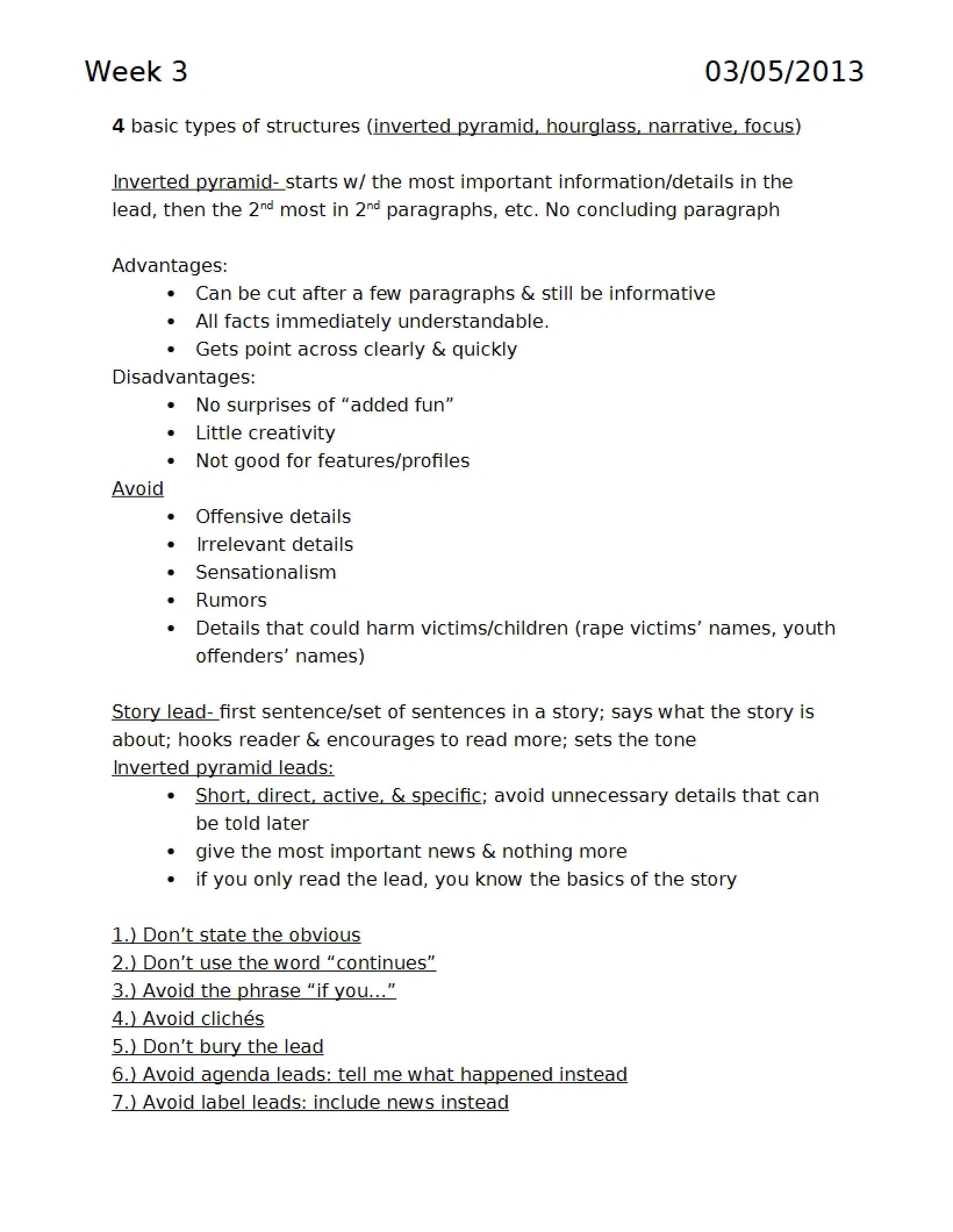 Materials for Week Three